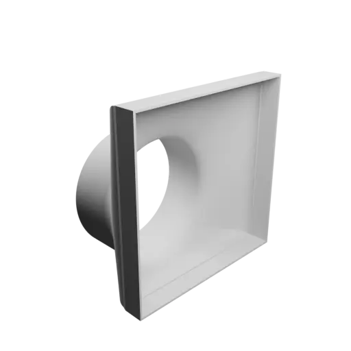 Round-to-Rectangular Tube Adapter STL file ⌀124 mm to 180×180 mm, thickness 2 mm + offset