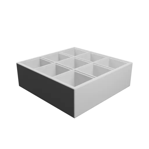 Color-coded compartment box STL file: 9 compartments of 20×20×20 mm