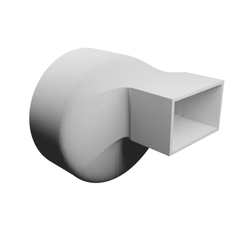 Round-to-Rectangular Tube Adapter STL 3D file ⌀150 mm to 80×50 mm, thickness 3 mm + offset
