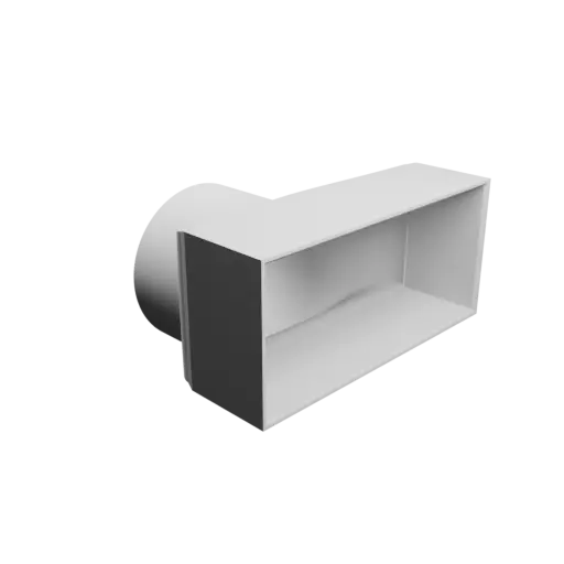 Round-to-Rectangular Tube Adapter STL 3D file ⌀60 mm to 100×45 mm, thickness 2 mm + offset