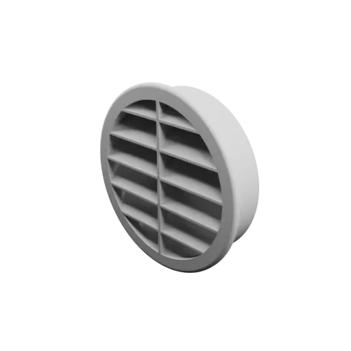 Round air vent STL file ∅ 91.9 mm, slat angle: 45° with central reinforcement